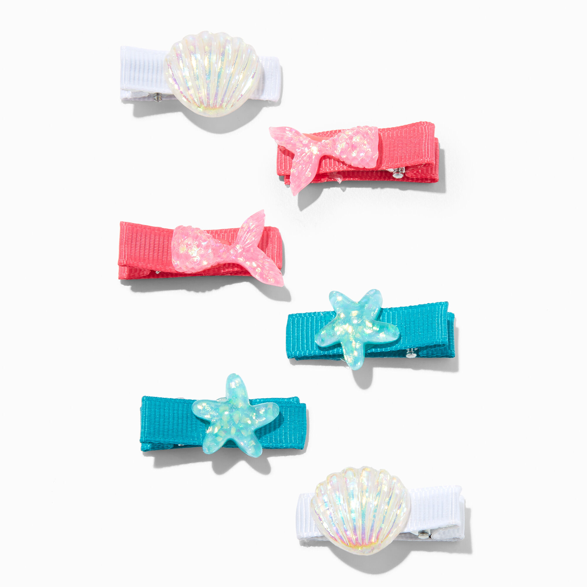 Claire's Club Mermaid Polyresin Hair Clips - 6 Pack,