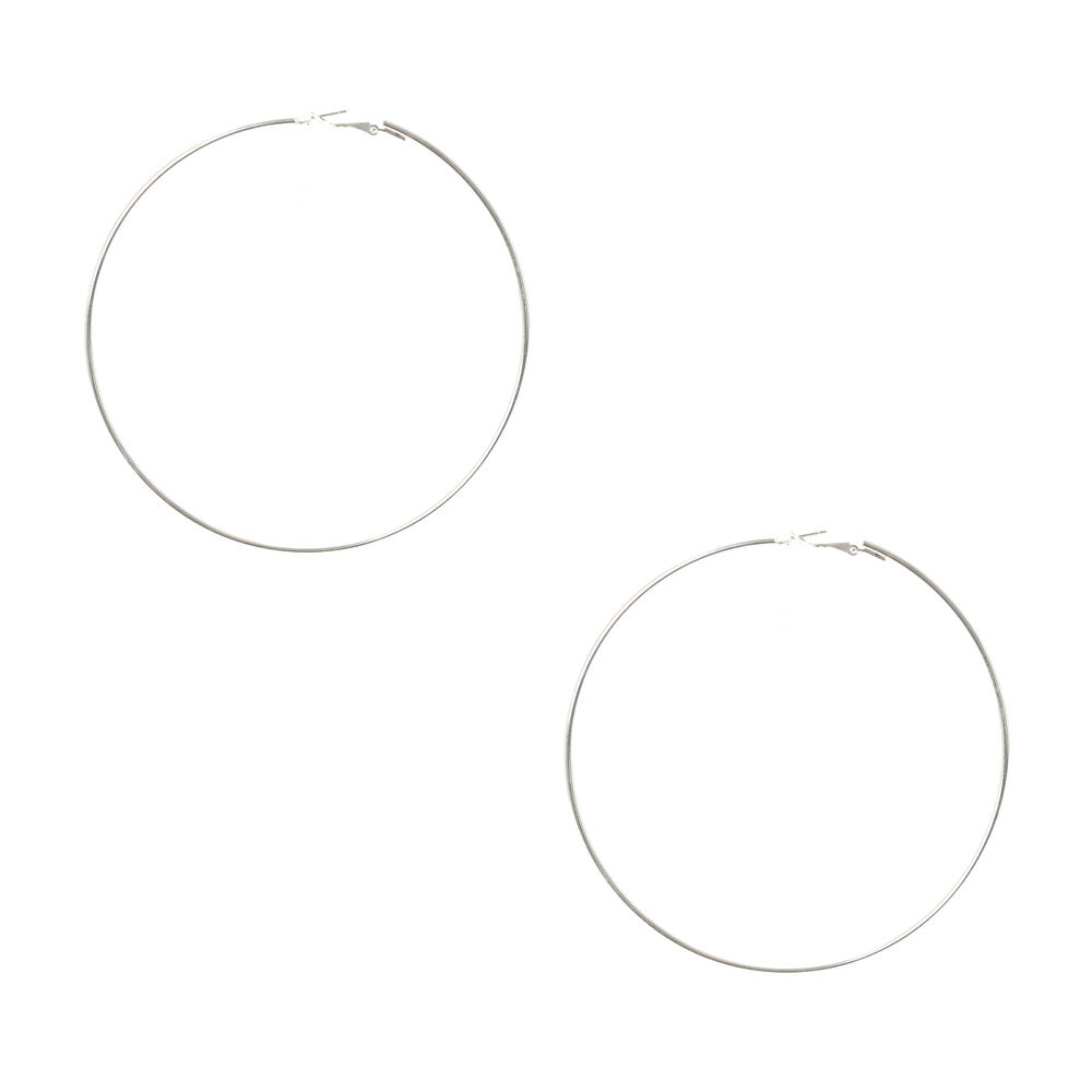 Silver hoop outlet earrings claire's