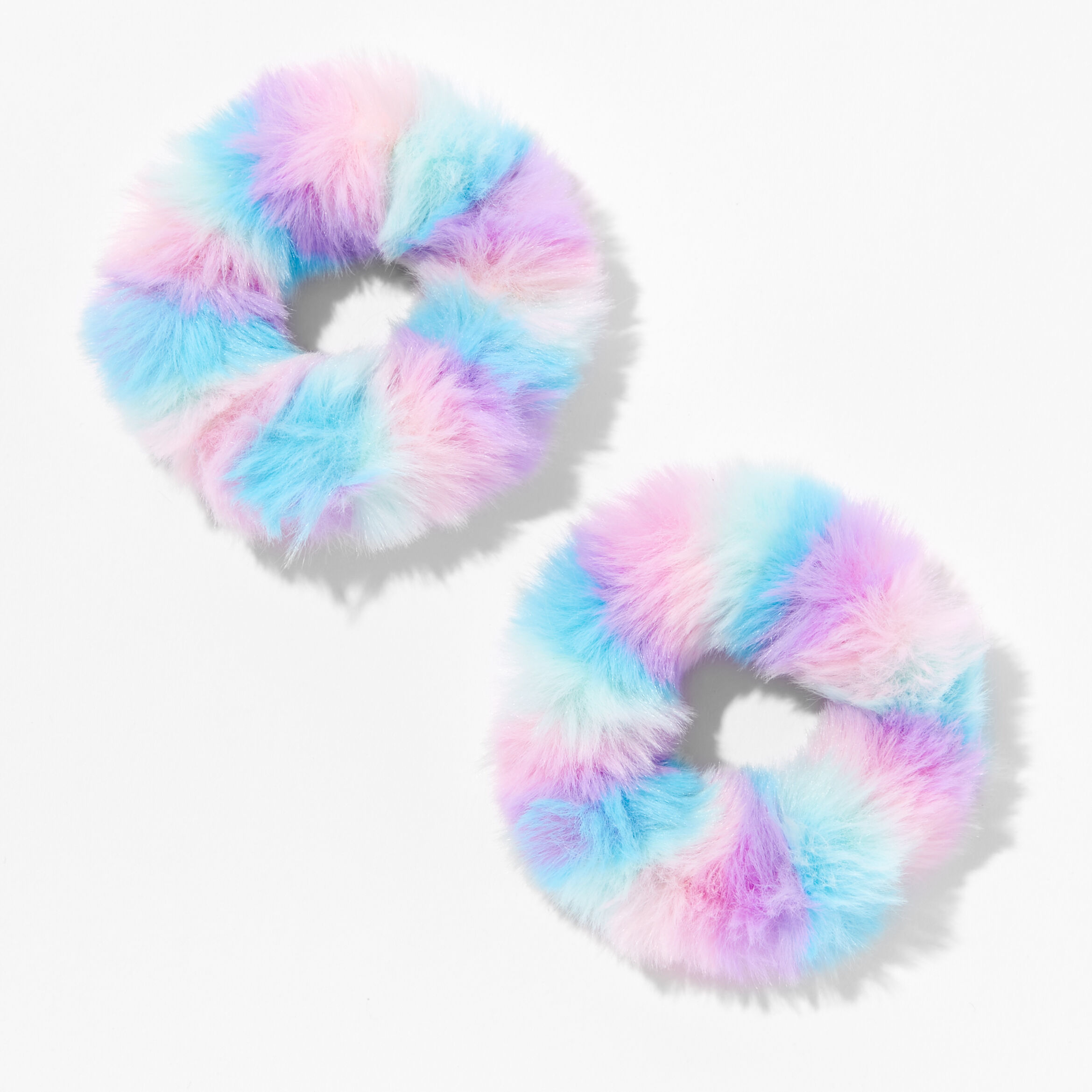 Faux Fur Striped Hair Scrunchies (2 Pack),