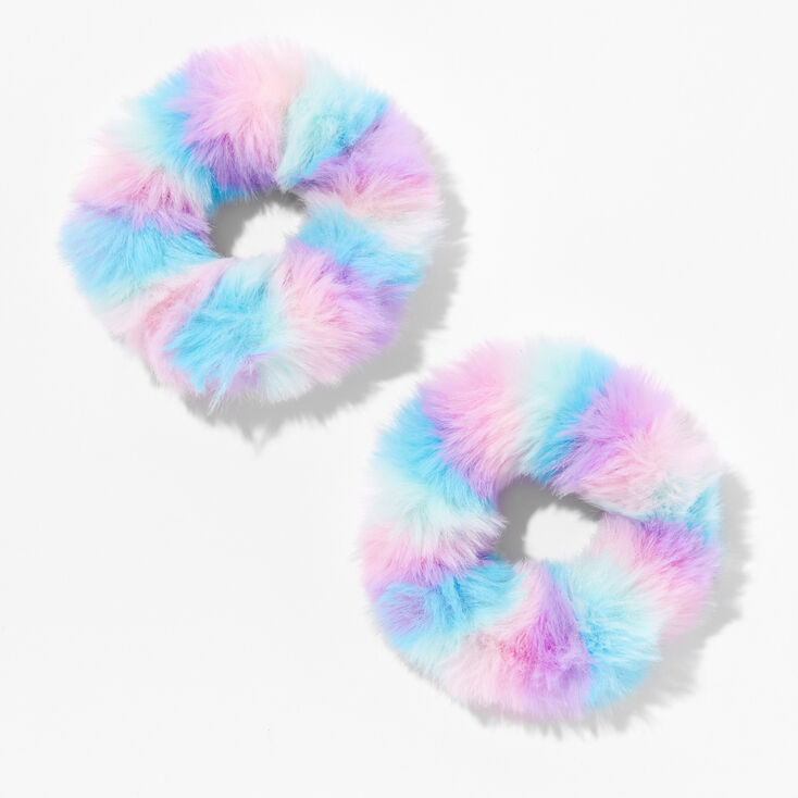 Faux Fur Striped Hair Scrunchies &#40;2 Pack&#41;,