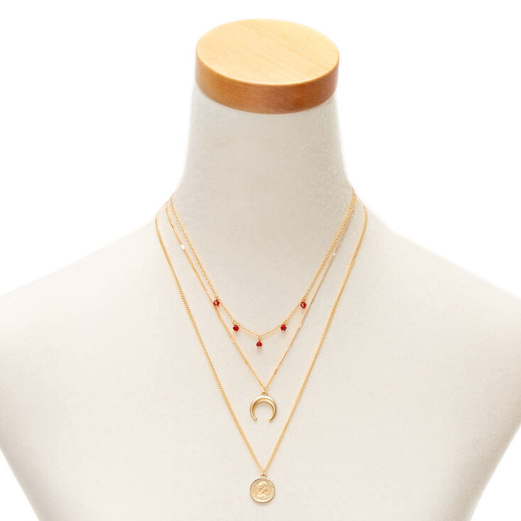 Gold Western Coin Multi Strand Necklace,