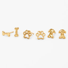 18k Gold Plated Dog Park Stud Earrings - 3 Pack,