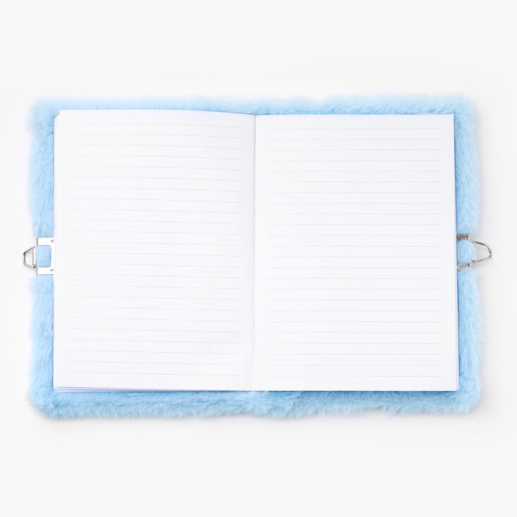 Sparkle Rainbow Plush Lock Diary - Blue,