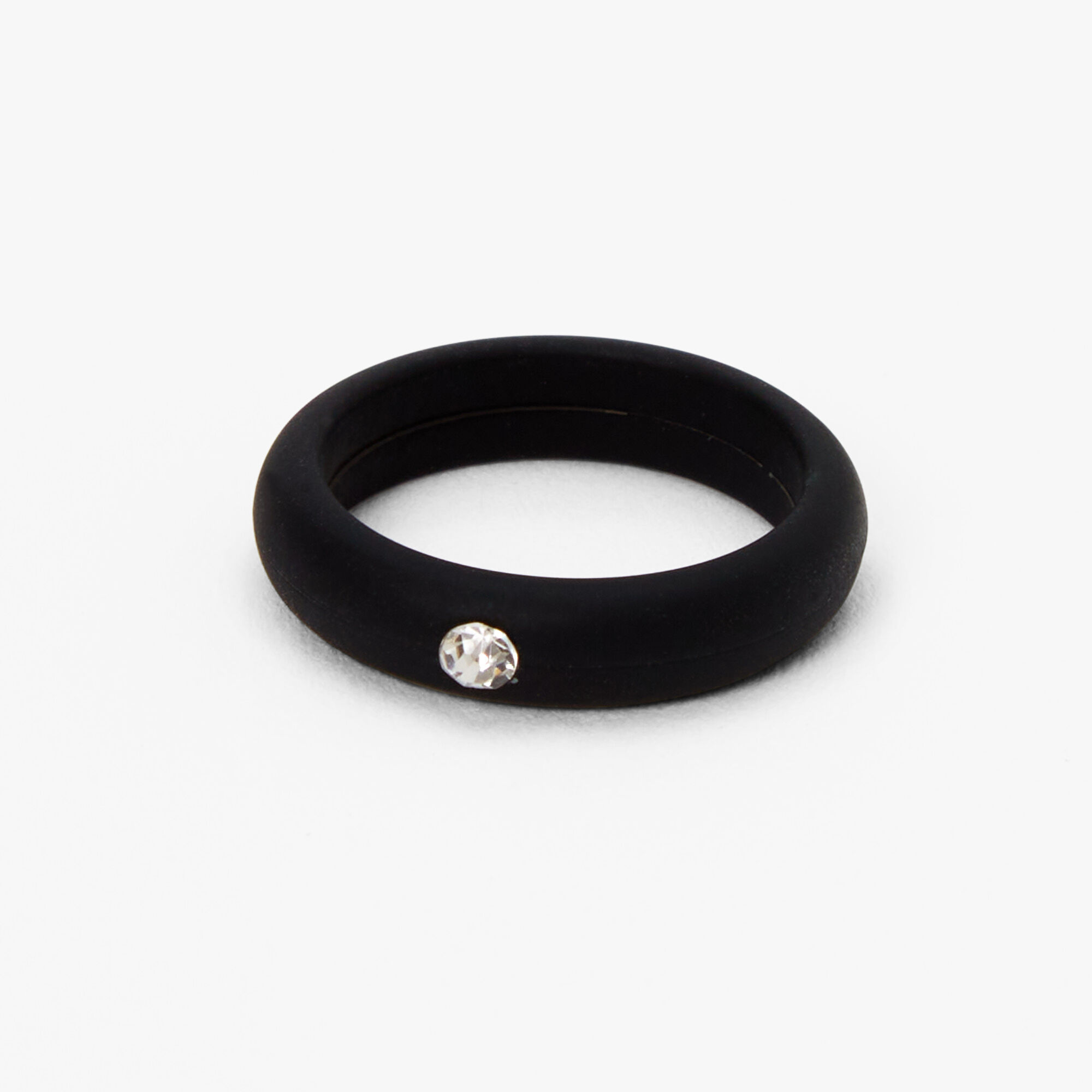 Silicone Crystal Ring Black Claire s