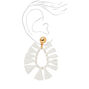 Gold 2&quot; White Tassel Drop Earrings,