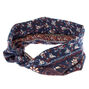 Boho Floral Twisted Headwrap - Navy,