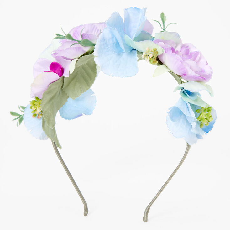 Blue Pastel Flower Crown Headband,