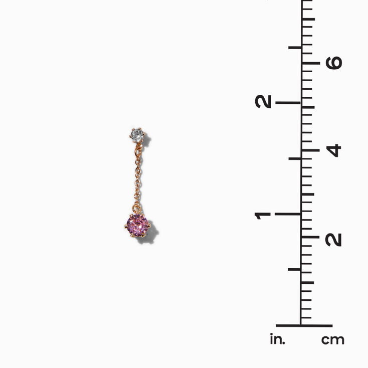 Pink Cubic Zirconia Gold-tone Chain Linear Drop Earrings,