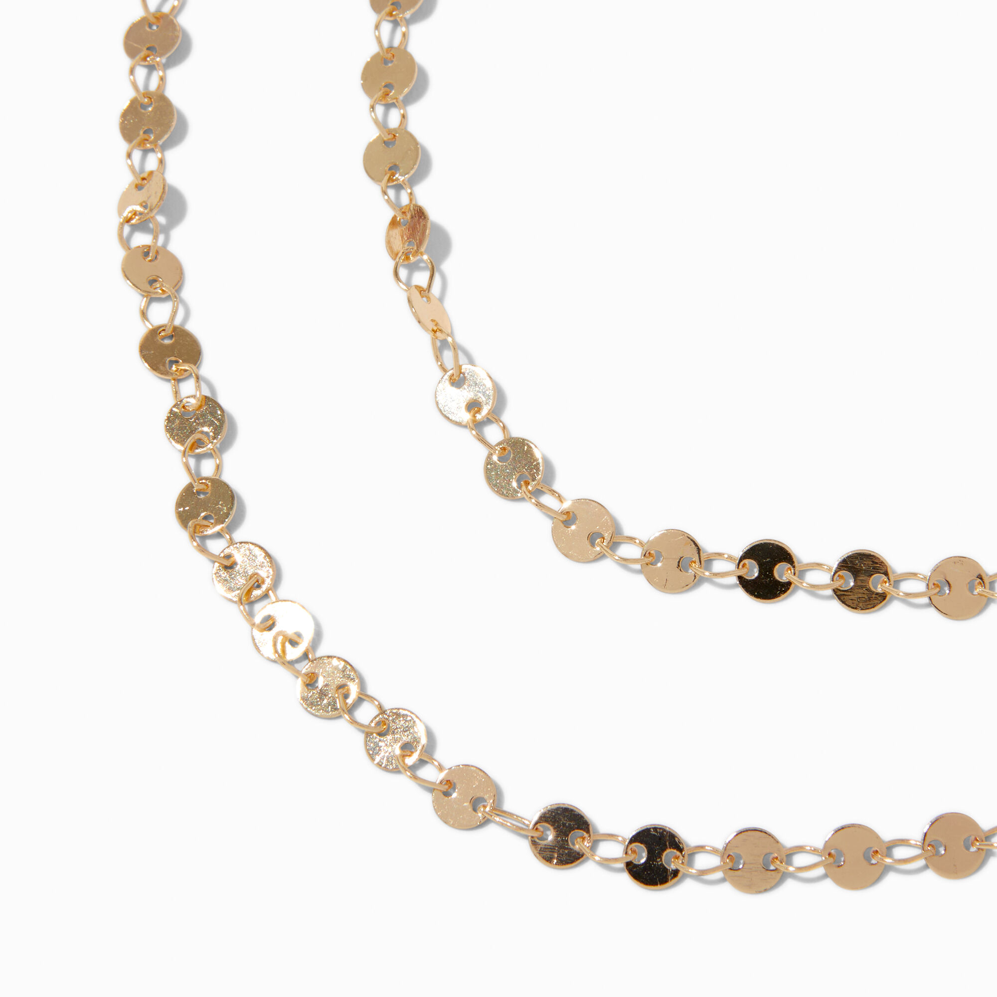 Gold-tone Linked Coin Rope Multi-Strand Necklace,