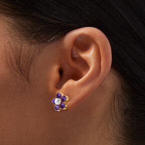 Lilac Crystal Flower Cluster Stud Earrings ,