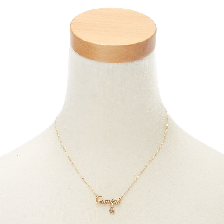 Gold Zodiac Pendant Necklace - Gemini,