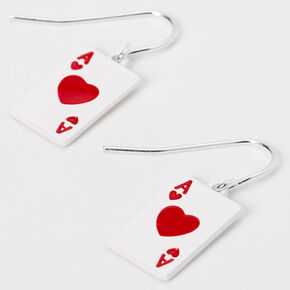 Red Ace of Hearts 1&quot; Drop Earrings,