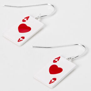 Ace of Hearts 1&quot; Drop Earrings - Red,