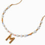 Gold-tone Bubble Initial Pastel Beaded Pendant Necklace - M,