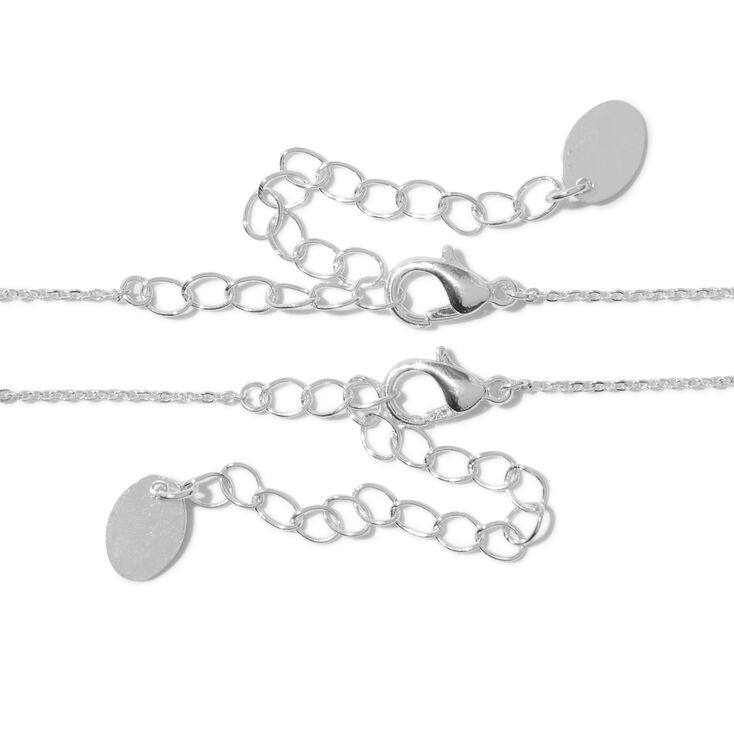 Silver-tone Cup Chain &amp; Dangling Bow Choker Necklaces - 2 Pack ,