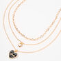 Gold Heart Pendants Multi Strand Necklace,