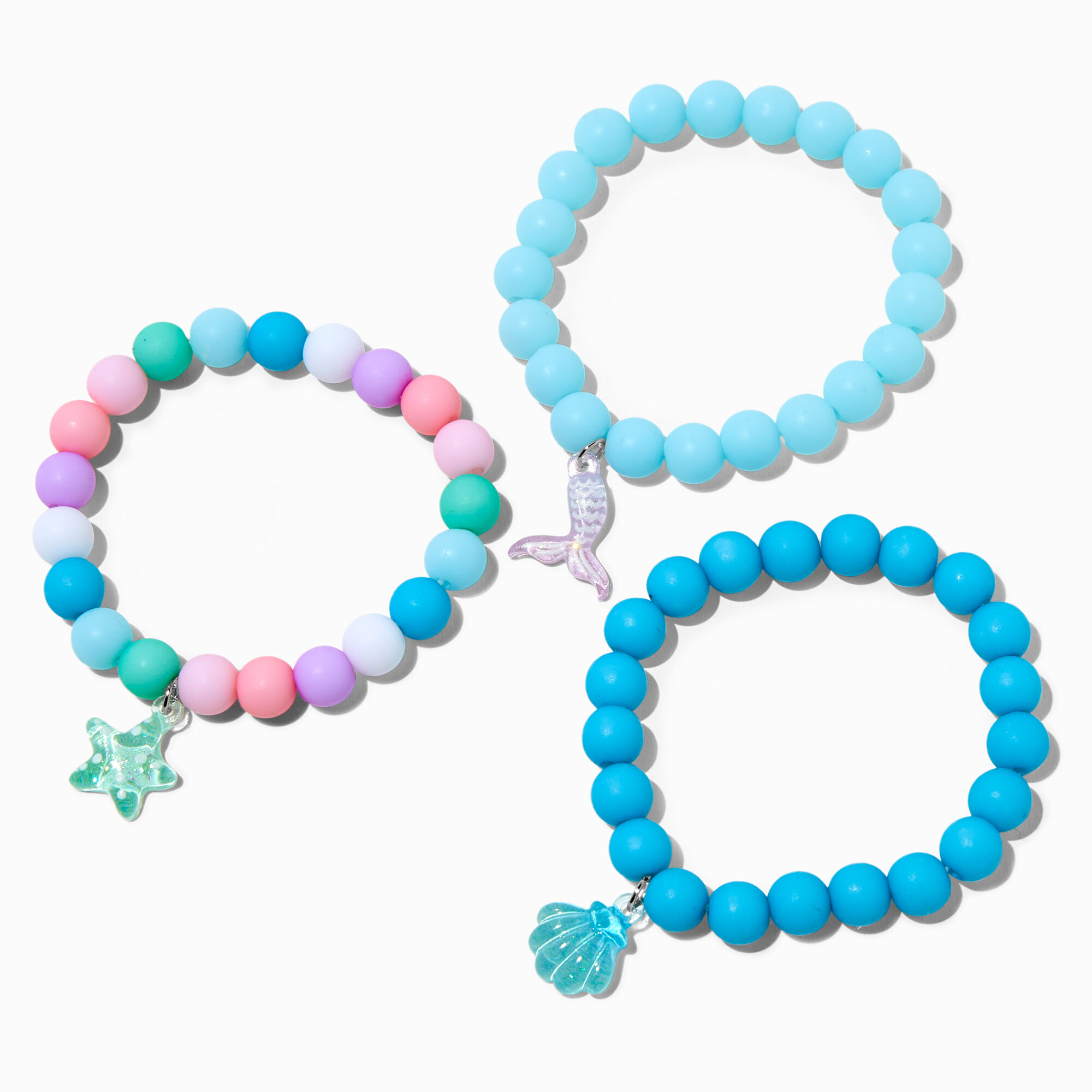 View Claires Club Mermaid Matte Beaded Stretch Bracelet Set 3 Pack information