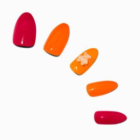 Orange Bear Stiletto Vegan Faux Nail Set - 24 Pack,