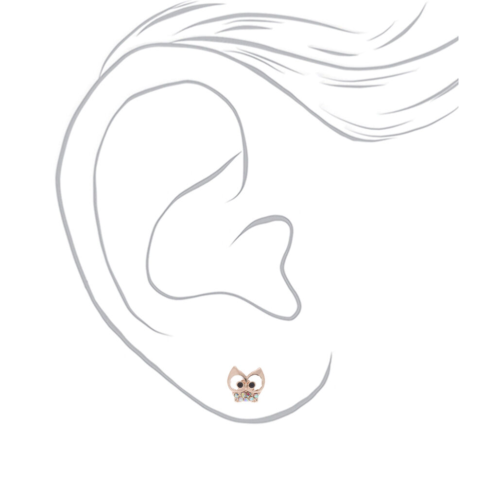 Clous d'oreille chouette couleur doré rose,