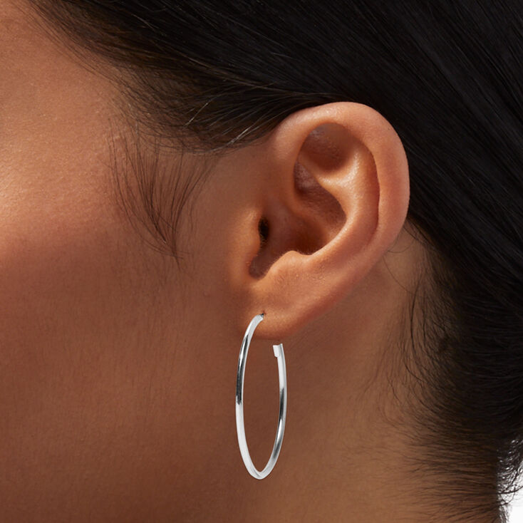 Silver Graduated Hinge Hoop Earrings - 3 Pack