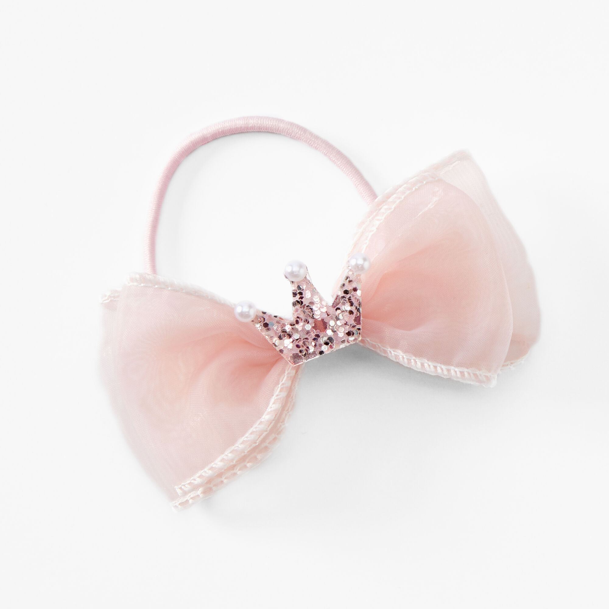 Claire's Club Glitter Crown Tulle Hair Ties - 3 Pack,
