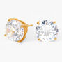 Gold Cubic Zirconia 10mm Round Stud Earrings,
