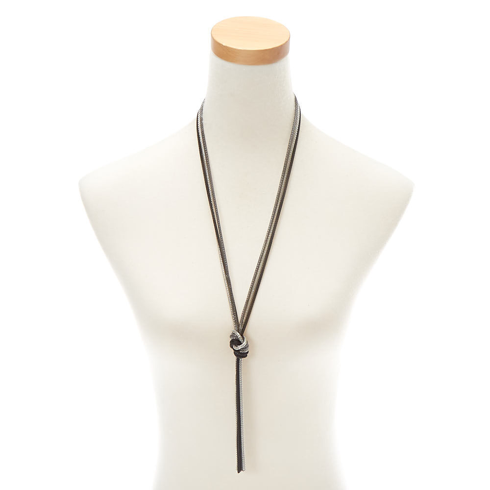 Knotted Chain Long Pendant Necklace,