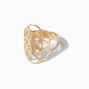 Gold-tone Stainless Steel Geometric Floral Ring ,