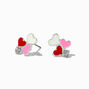 Triple Enamel Heart Stud Earrings,