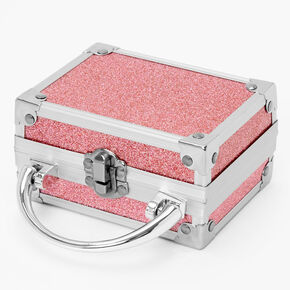 Claire&#39;s Club Tiny Travel Pink Glitter Lock Box Makeup Set,