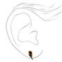 Gold Lightning Bolt Stud Earrings - Black,