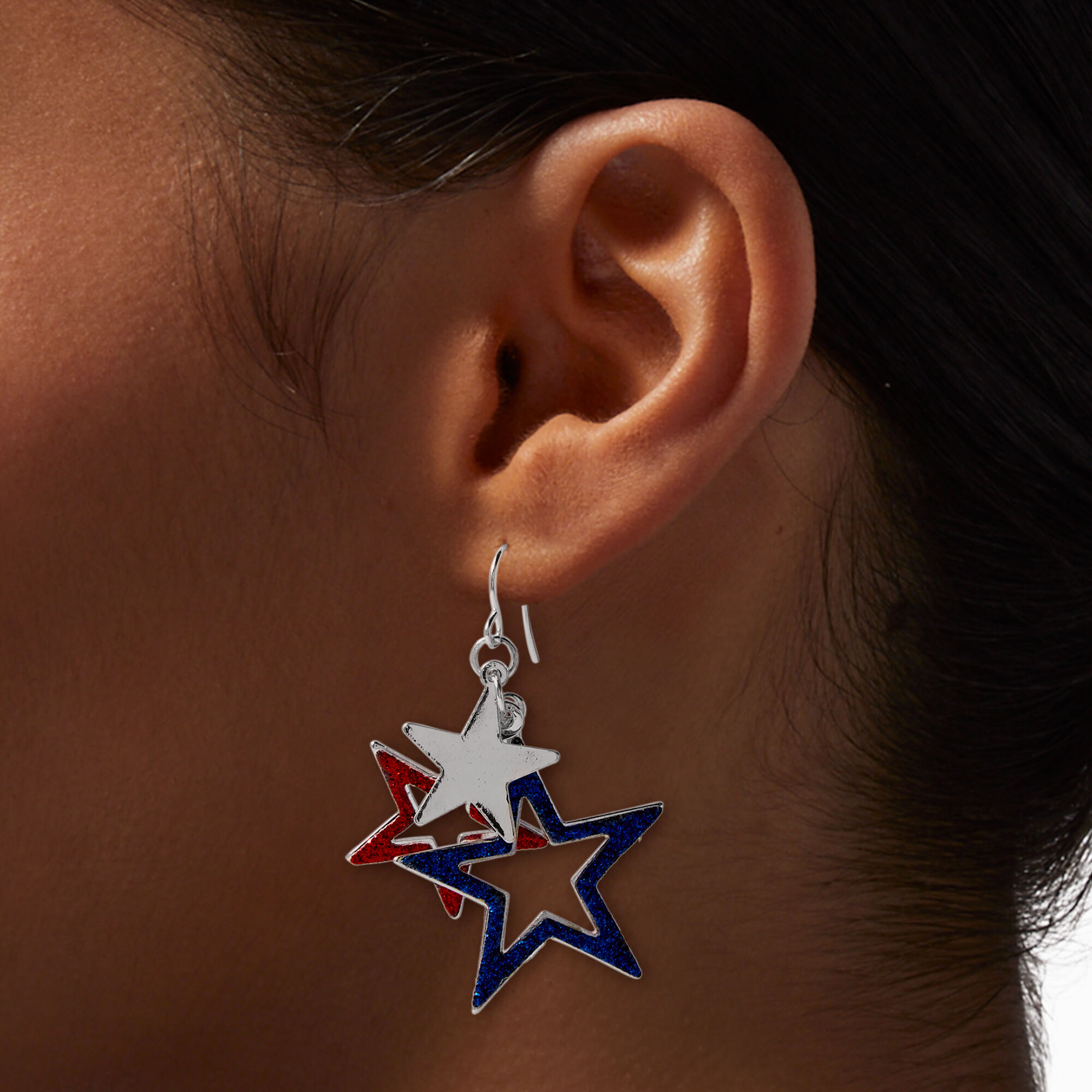 Glitter Star Trio Drop Earrings,