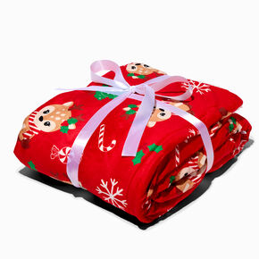 Holiday Reindeer Plush Throw Blanket,