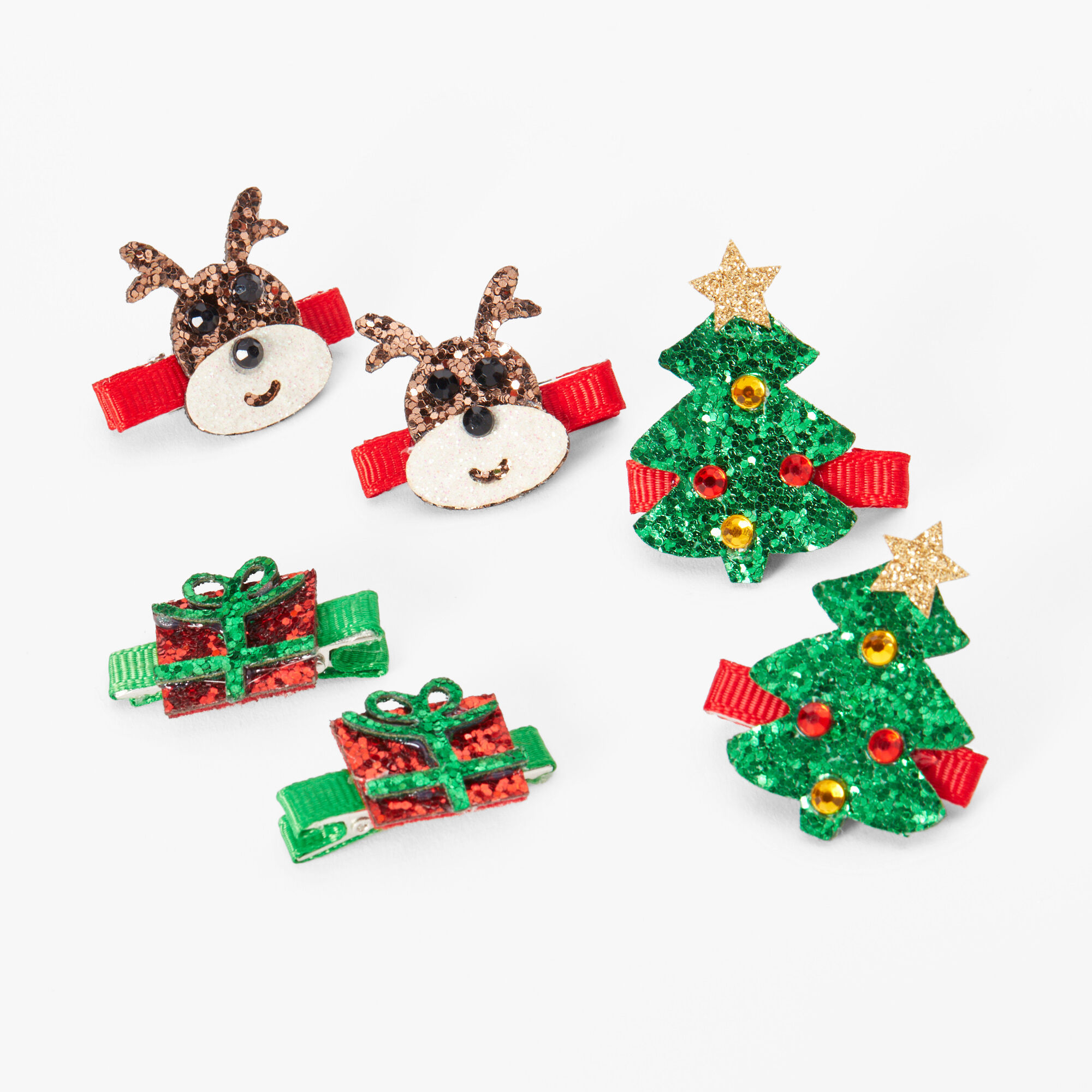 Christmas Glitter Icons Hair Clips - 6 Pack | Claire's Christmas Glitter Icons Hair Clips - 6 Pack | Claire's