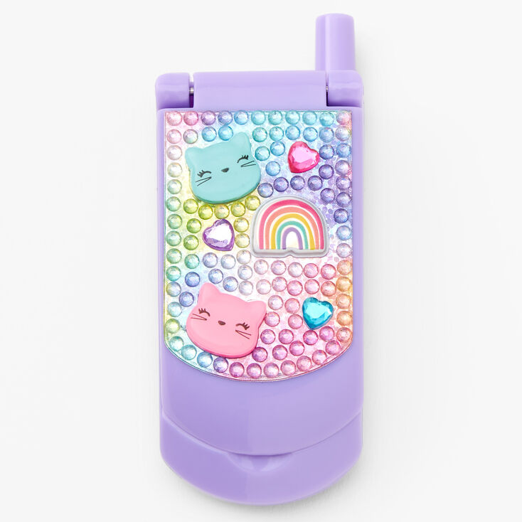 Rainbow Kitten Bling Flip Phone Lip Gloss Set,