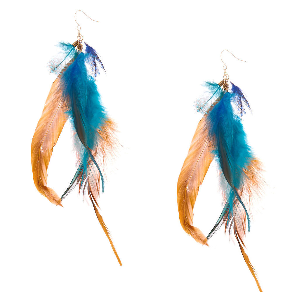 5" Elemental Feather Drop Earrings,