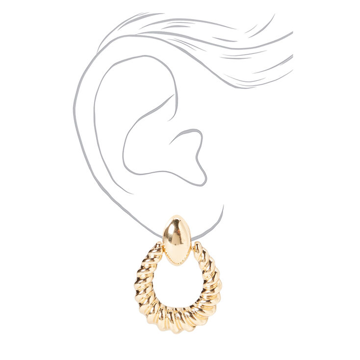 Gold 1&#39;&#39; Croissant Twisted Hoop Earrings,