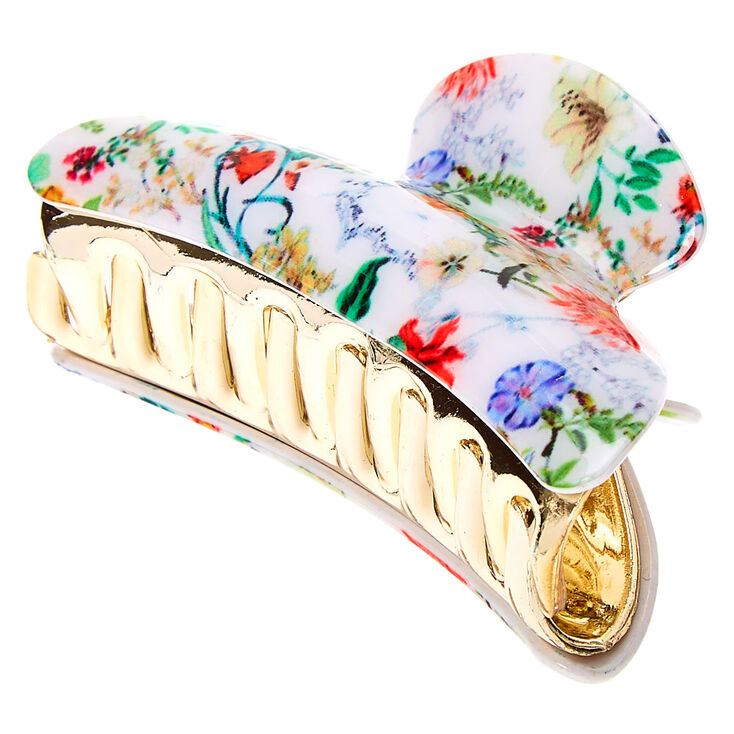 Antique Floral Hair Claw - White,