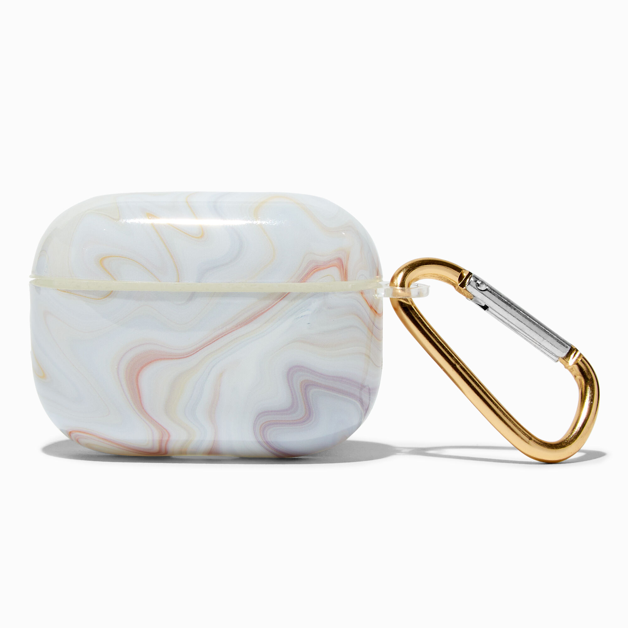 View Claires Neutral Marble Silicone Earbud Case Cover Compatible With Apple Airpods Pro Gold information