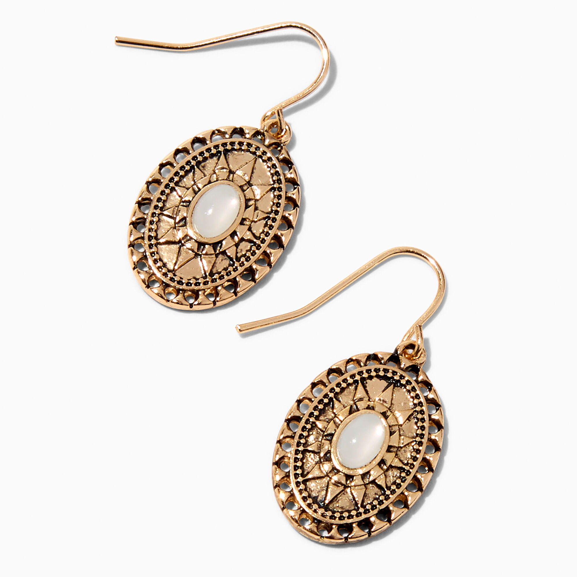 View Claires Tone Western Medallion Drop Earrings Gold information
