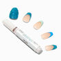 Blue Glitter Tips Coffin Vegan Faux Nail Set - 24 Pack,