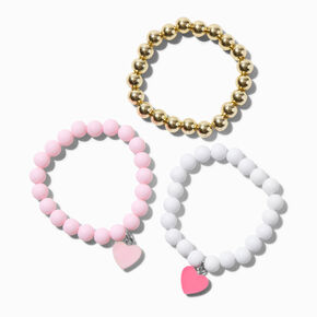 Claire&#39;s Club Heart to Heart Matte Stretch Bracelets - 3 Pack,