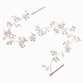 Rose Gold-tone Frosted Flower Hair Swag,
