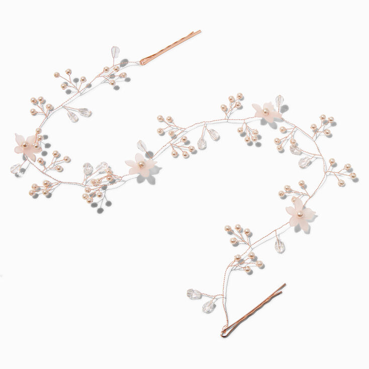 Rose Gold-tone Frosted Flower Hair Swag,