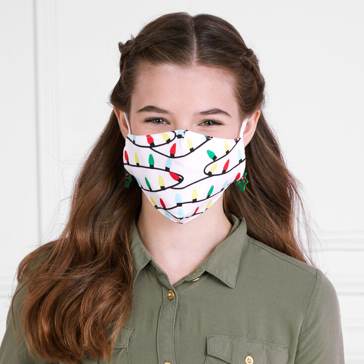 Cotton Christmas Lights Face Masks Child Medium Large Claire S