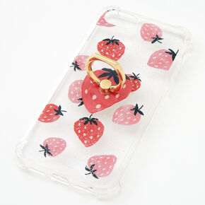 Strawberry Glitter Ring Holder Protective Phone Case - Fits iPhone&reg; 6/7/8/SE,