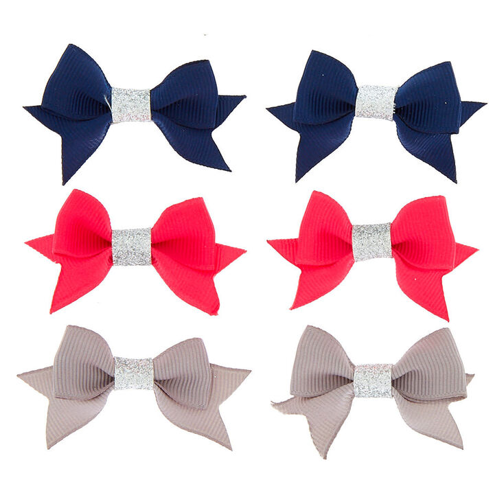 Claire&#39;s Club Glitter Bow Hair Clips - 6 Pack,