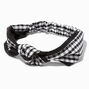 Black &amp; White Houndstooth Knotted Bow Headwrap,