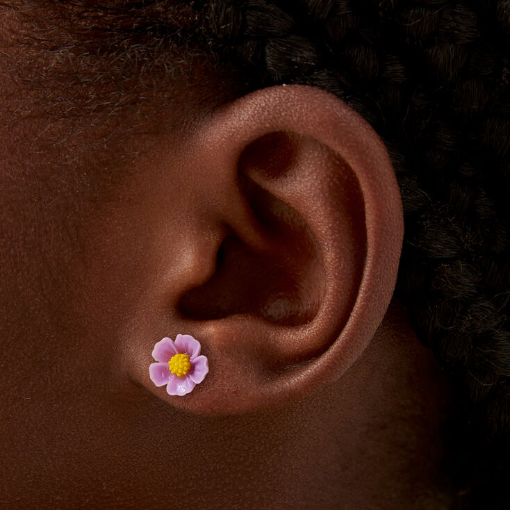 Carved Flower Earrings - 3 Pack,