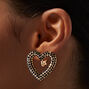 Black Rhinestone Large Heart Clip-On Stud Earrings,